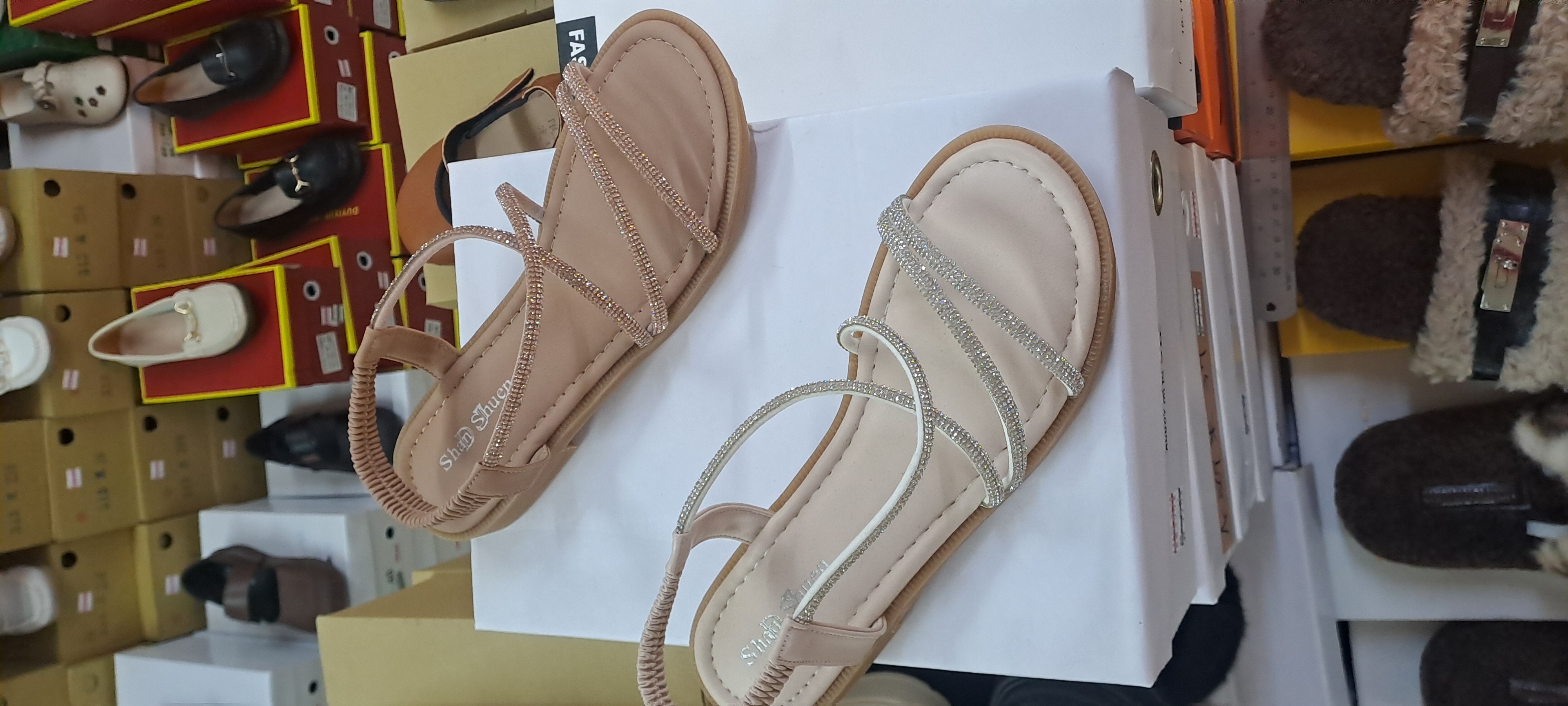 女鞋 鑲鑽 鬆緊涼鞋台灣製造橡膠底台止滑性好 09_7817 2