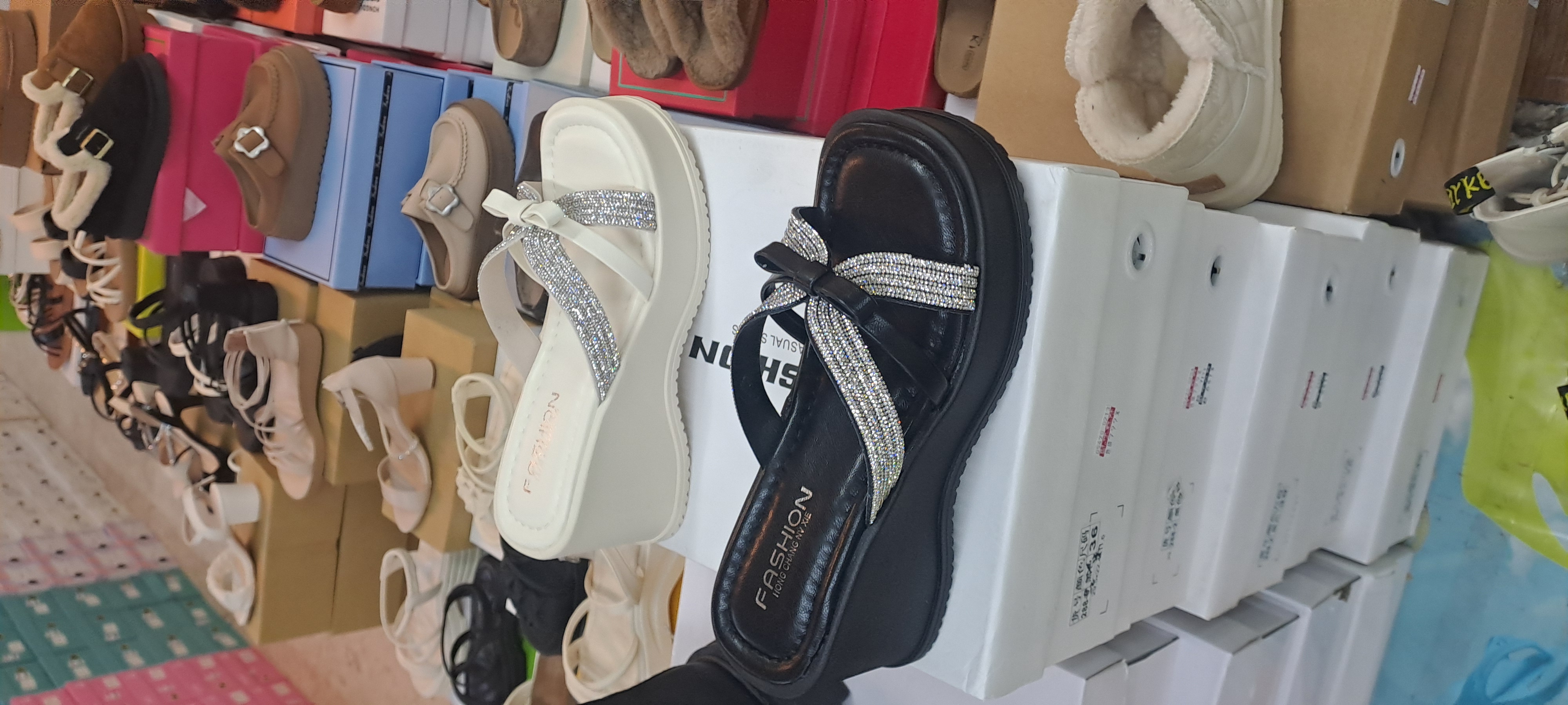 春夏女鞋新款 高約7公分亮晶晶拖鞋 05_F65 6