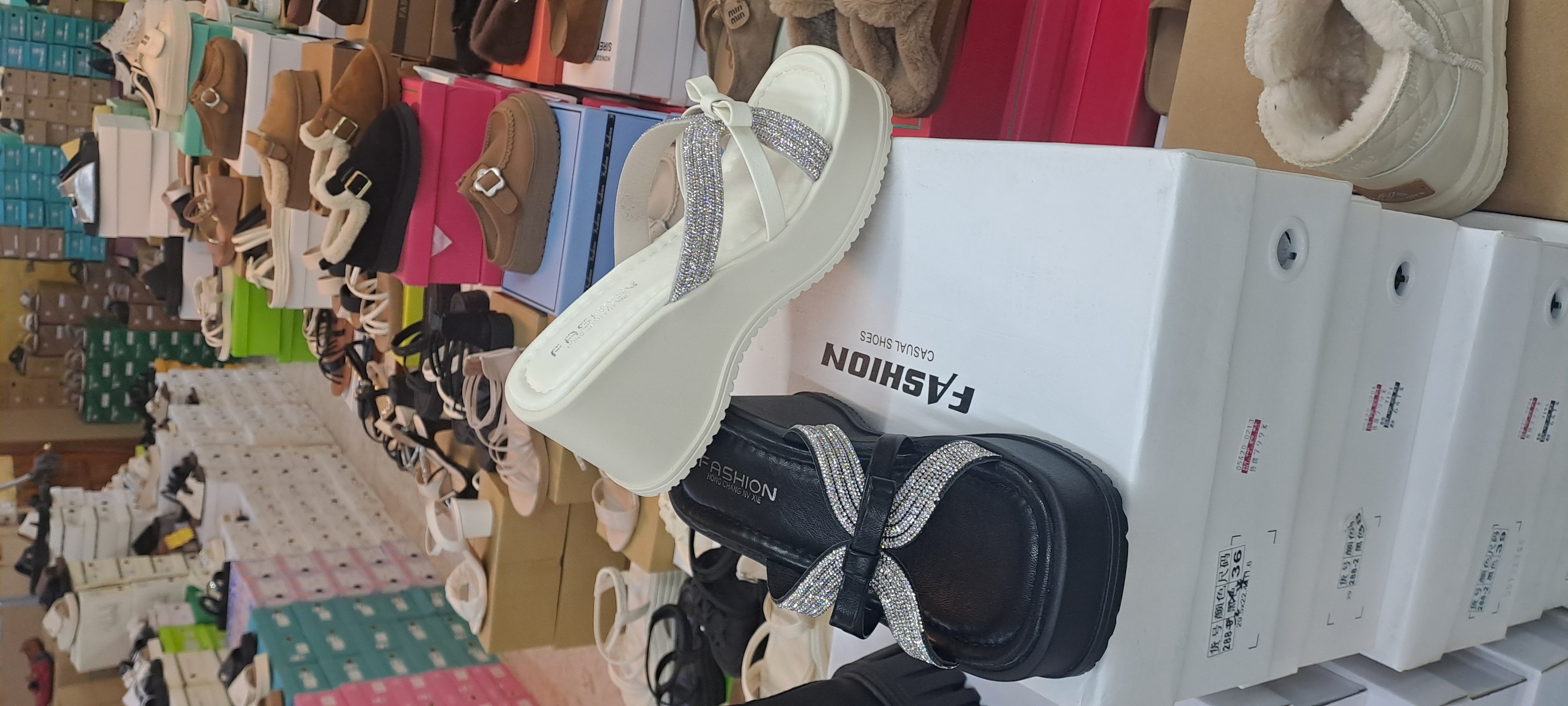 春夏女鞋新款 高約7公分亮晶晶拖鞋 05_F65 4