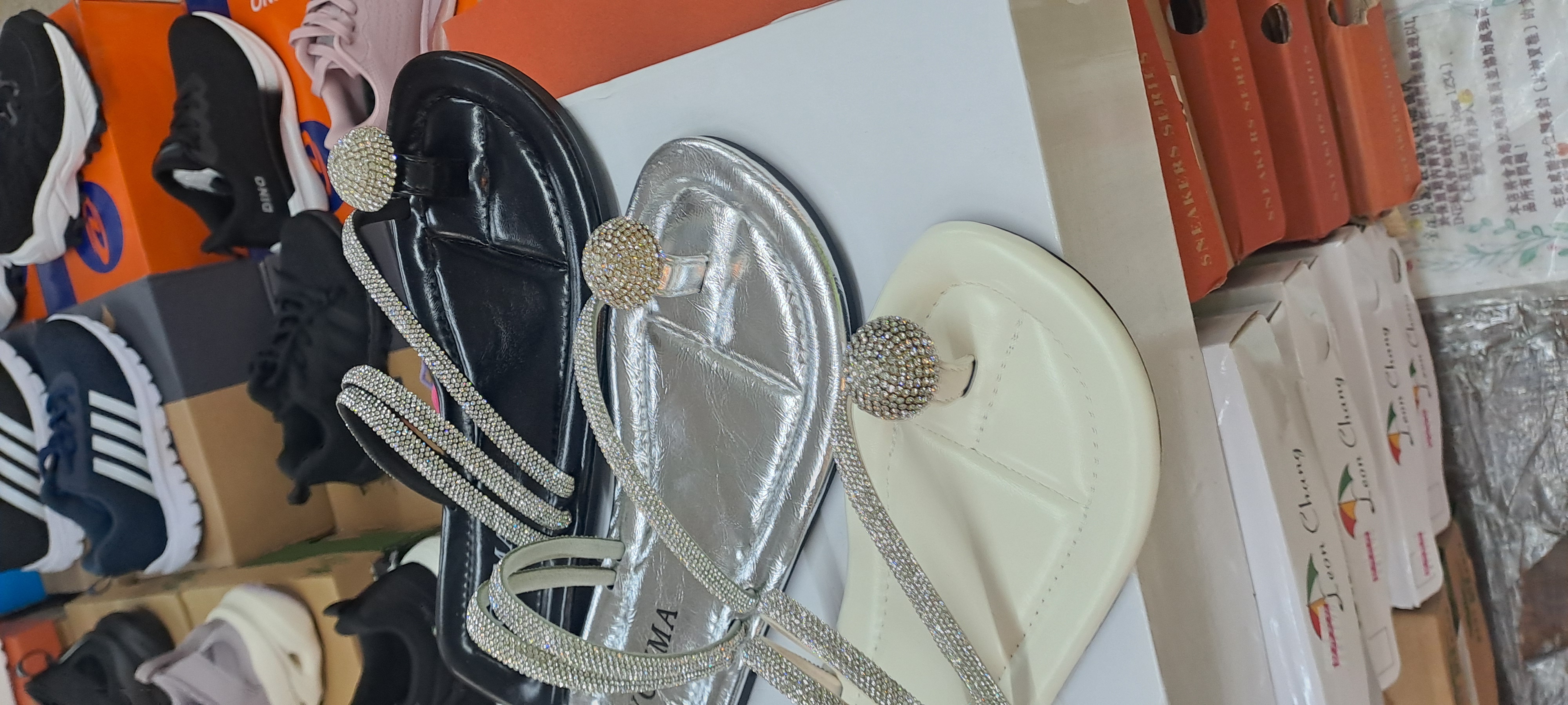 女士夾拇指涼鑽時尚拖涼鞋 7